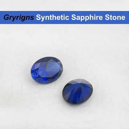 Vista 3 de Piedra de zafiro sintética suelta ovalada azul índigo, corindón pulido, corte de piedras preciosas facetadas 3A VVS (3.2 cts-11.6 quilates, 1 unidad)