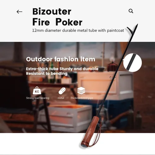 Vista 2 de Atizador de Fuego para Fogata, 34 pulgadas 2 en 1 Atizador de Fuego Plegable y Soplador, Herramientas de Chimenea con Mango Ergonómico de Madera