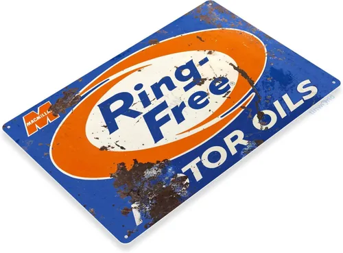 Vista 2 de Tin Sign B524 Anillo última intervensión Aceite de motor Aceite de metal Sign Gas Auto cochera rústico decoración