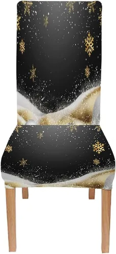 Vista 115 de CAPSCEOLL Christmas Dining Chair Covers,Snowflakes Festive Winter Pattern Stretch Chair Covers for Dining Room Set of 2 Washable Spandex Parson