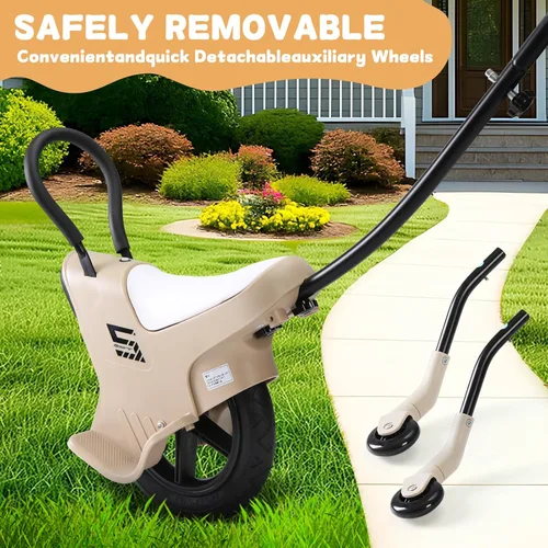 Vista 5 de Monociclo manual de 12 pulgadas para niños, bicicletas monociclo ligero con luz/pasamanos/ruedas auxiliares, bicicleta monociclo para padres e