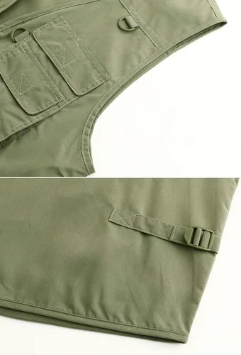 Vista 7 de Chaleco de viaje casual Safari para hombre, 16 bolsillos, chaleco de trabajo al aire libre, chaqueta sin mangas, chaqueta de pesca, senderismo