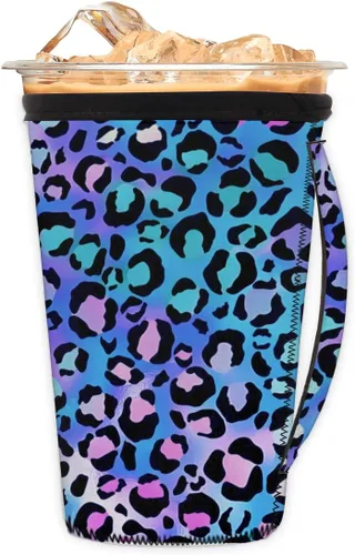 Vista 14 de Funda aislante reutilizable de neopreno con piel de camuflaje del ejército para bebidas, con asa, para la mayoría de cafés o bebidas heladas, 16-18