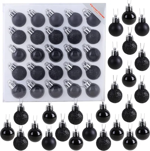 Vista 23 de Christmas Concepts® Juego de 25 mini bolas para árbol de Navidad - 25 mm - Adornos colgantes decorados con acabado brillante, mate y purpurina