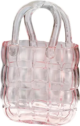 Vista 11 de Elegante jarrón de cristal para arreglos florales, diseño de bolso de boca ancha que mejora las bodas de granja, centros de mesa del hogar, Azul