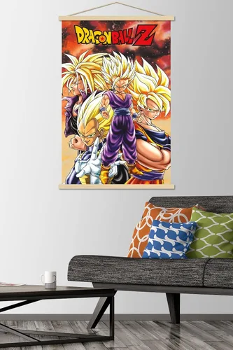 Vista 2 de Dragon Ball Z - Póster de pared con marco magnético de Saiyans