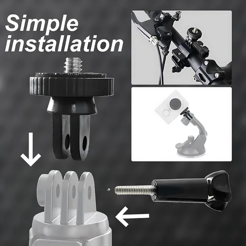 Vista 6 de Soporte de trípode de cámara para accesorio adaptador GoPro, 4 adaptadores de conversión de tornillo 1/4-20 para GoPro Hero12, Insta360 ONE Ace Pro