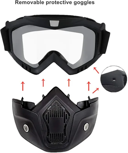 Vista 3 de LJDJ Gafas de motocicleta con máscara extraíble – Gafas de motocross ATV Anti-UV ajustables MX Riding Offroad Ciclismo Moto Gafas protectoras Racing