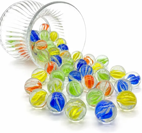 Vista 2 de 30 canicas de vidrio de 1 pulgada a granel, canicas de ojos de gatos a granel para juego de rebote de mármol, relleno de jarrón, recuerdos de fiesta