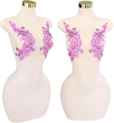 Vista 11 de Parches de cristal hechos a mano con cuentas de encaje de diamantes de imitación para accesorios de ropa de vestir (S1-champán)