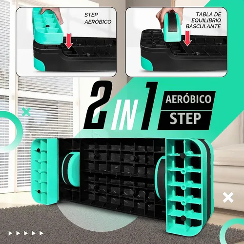 Vista 4 de Yes4All Plataforma de Step Aeróbico Ajustable 2 en 1 Stepper para Ejercicios de Fitness con Patas de Tabla de Equilibrio Basculante
