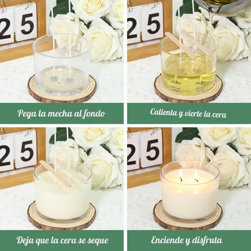 Vista 3 de SUPMIND Tarros de vela de 12 onzas para hacer velas, paquete de 8 tarros vacíos grandes de vidrio transparente con tapas de bambú y kit de mecha