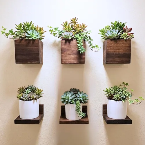 Vista 10 de LaLaGreen - Maceta de madera para plantas (2 cajas + 2 estantes), paquete