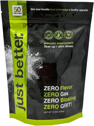 Vista 3 de just better. Suplemento de fibra prebiótica para un intestino sano Fibra en polvo con cero grano cero sabor y sin hinchazón ni gas Siéntete