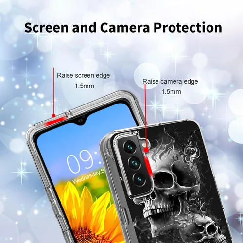 Vista 6 de Funda de teléfono compatible con Moto G 5G Plus/Moto ONE 5G UW, parte trasera de policarbonato duro transparente de doble capa + cubierta protectora