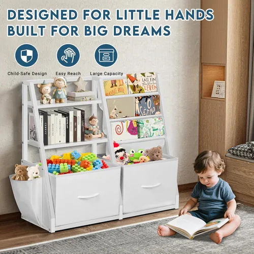 Vista 3 de LOFTEY Estantería infantil y almacenamiento de juguetes, estante para libros para habitación de niños, estantería Montessori para niños pequeños
