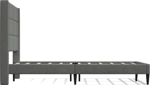 Vista 4 de Glenwillow Home Pax - Base de cama tapizada con plataforma tapizada, respaldo de alas, base de colchón, soporte de listones de madera, no necesita