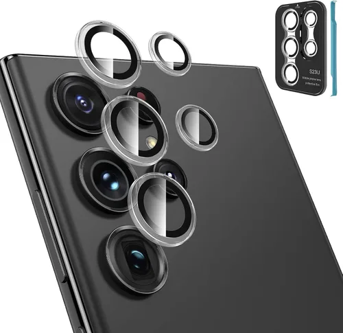 Vista 30 de Tensea Protector de lente de cámara Samsung Galaxy S22 Ultra, protector de pantalla de vidrio templado 9H, anillo individual de metal para S22 Ultra
