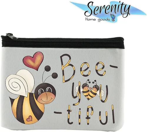 Vista 3 de Bee-You-Tiful Coin Purse Wallet Pouch For Women Small Card Change Bag With Zipper Mini Travel Purse For ID Case Makeup Card Novelty Bag