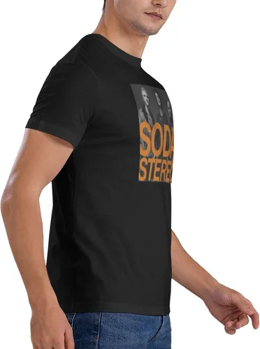 Vista 4 de Soda Music and Stereo - Camiseta de manga corta para hombre, diseño casual, cuello redondo, unisex, color negro