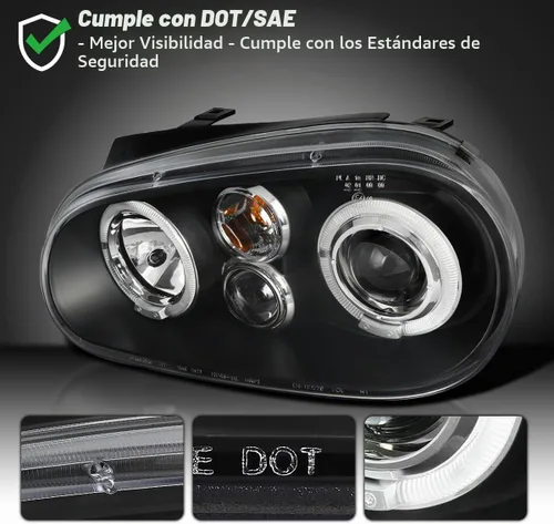 Vista 9 de Faros delanteros proyectores, halógenos, Negro