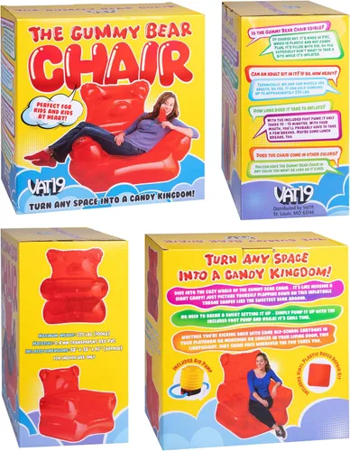 Vista 4 de VAT19 The Gummy Bear - Silla inflable, PVC, rojo, estilo ecléctico para relajarse, decoración