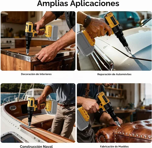 Vista 6 de Kit de herramienta de remache sin cable compatible con batería Dewalt 20V (solo herramienta), pistola de remache sin cable sin escobillas con 3