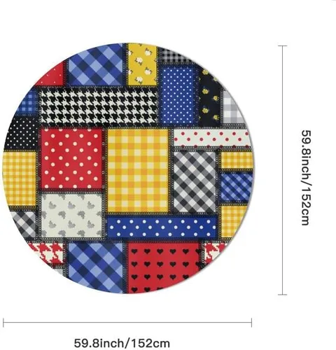 Vista 2 de Round Tablecloth Deep Blue Gingham Table Cloth Decor Washable Table Cover with Wrinkle Resistant for Home Kitchen Dining Room Picnic Camping Party