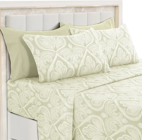 Vista 13 de LDC LUX Décor Colección - Juego de sábanas para cama de tamaño individual con estampado de cachemira – 4 piezas de sábanas de microfibra ultra