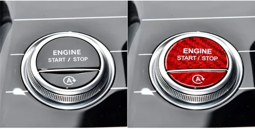 Vista 5 de Calcomanía de fibra de carbono para interruptor de arranque de motor, cubierta de botón de encendido, decoración compatible con Mercedes Benz Clase