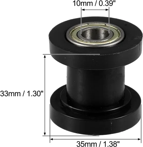 Vista 7 de X AUTOHAUX 2 piezas de polea de cadena de transmisión de 0.394 in, tensor de ajuste de cadena, guía de rueda de goma para bicicleta de calle, Negro