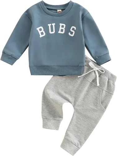 Vista 25 de Ropa de otoño e invierno para bebé niño pequeño, sudadera con cuello redondo y pantalones deportivos