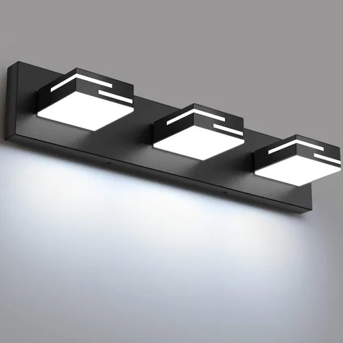 Vista 19 de Lámparas LED modernas para tocador de baño, 2 luces regulables de 15 pulgadas, color negro mate, para accesorios de iluminación de baño sobre