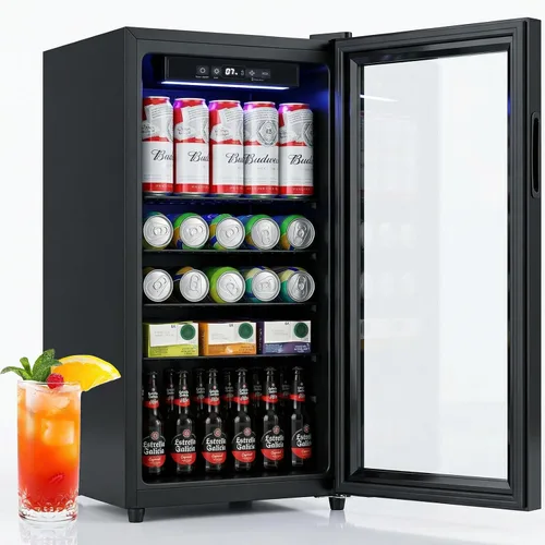 Vista 12 de Anypro Refrigerador y enfriador de bebidas de 2.6 pies cúbicos, refrigerador con puerta de vidrio templado, refrigerador para 126 latas de vino