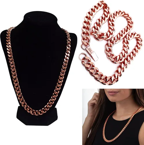 Vista 5 de 1 collar de eslabones cubanos de cobre puro cadena de joyería de 24 pulgadas unisex