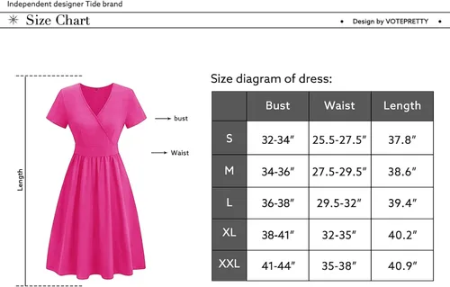 Vista 6 de VOTEPRETTY - Vestido cruzado de manga corta con cuello en V para mujer, vestido de verano informal con estampado floral y bolsillos