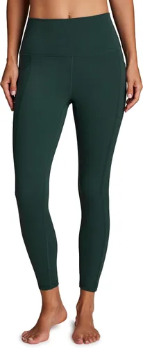 Vista 23 de RBX Leggings activos de cintura alta a prueba de sentadillas hasta el tobillo para mujer, leggings de yoga 7/8 con bolsillos 7/8 rojo polvoriento