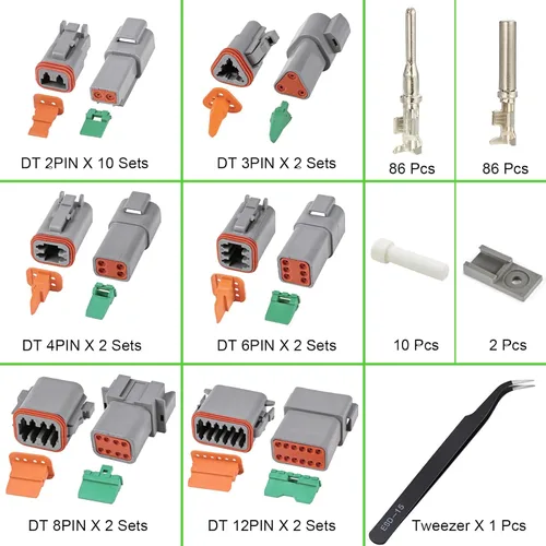 Vista 2 de Deutsch Kit de conectores de 20 juegos, kit de conectores DT de 2/3/4/6/8/12 pines, conectores de cable impermeables para automóviles, kit