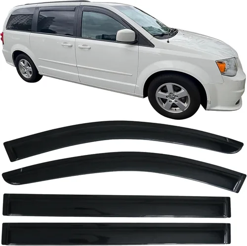 Vista 9 de IKON MOTORSPORTS - Viseras de ventana compatibles con Chrysler Town Country 2008-2020 Dodge Grand Caravan 2008-2020, humo oscuro, acrílico, viento