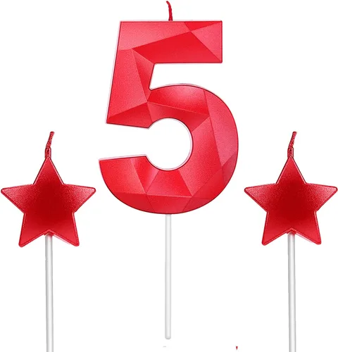 Vista 19 de Velas de primer cumpleaños y velas de corazón de estrella de 2.76 pulgadas para decoración de pasteles de cumpleaños, boda, aniversario, celebración