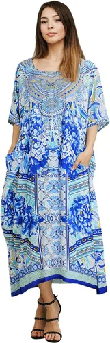 Vista 7 de Miss Lavish London - Kaftán largo para mujer - Kaftán de playa africano y kaftan moderno para fiesta y bodas 109-azul