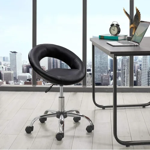 Vista 2 de DUHOME Taburete de trabajo WY-171XF Crescent Silla giratoria ajustable con ruedas (negro)