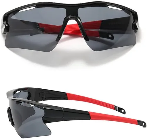 Vista 6 de Gafas de sol deportivas para hombres y mujeres jóvenes béisbol ciclismo correr conducir pesca golf motocicleta gafas para exteriores UV400 Black