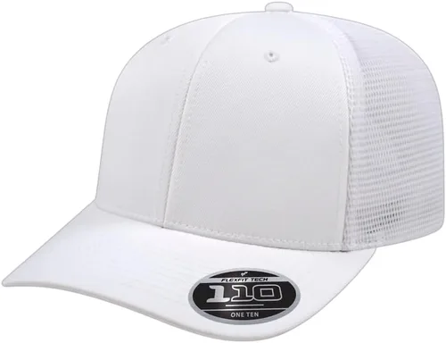 Vista 87 de Cap America i8502 Flexfit 110 Premium - Gorra de camionero de perfil medio con 6 paneles de malla trasera con protección UV y cierre ajustable