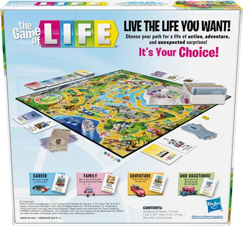 Vista 2 de Hasbro Gaming Juego de mesa The Game of Life, juegos familiares para niños a partir de 8 años, incluye 31 carreras, juegos de mesa familiares