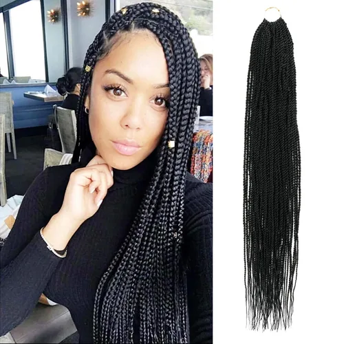 Vista 27 de AU-THEN-TIC Cabello senegalés con trenzas de ganchillo de 22 pulgadas, paquete de 2 paquetes de 40 mechones por paquete, extensiones de cabello