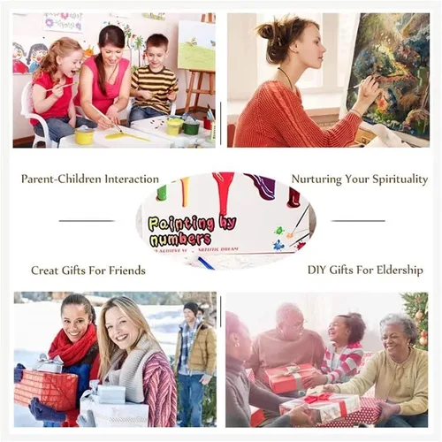 Vista 6 de Kit de pintura por números para niños y adultos principiantes, pintura por números, pintura por números, kits de pintura por números para niños