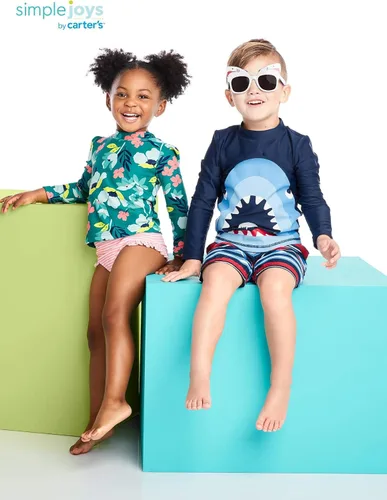 Vista 4 de Simple Joys by Carter's Girls' 2-Piece Assorted Rashguard Sets