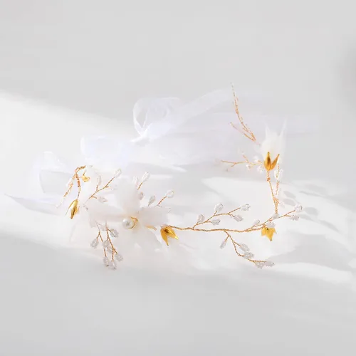 Vista 7 de Tocado de elfo de novia de flores, accesorios para el cabello, diadema de hadas, joyería para mujer
