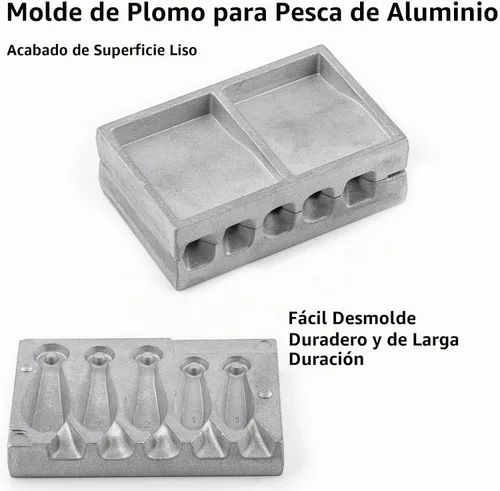 Vista 3 de Dr.Fish Molde de fregadero de banco con 5 cavidades para 1/2/3 oz, 3 cavidades para 4/5/6oz sin mango, moldes de peso para manualidades de pesca
